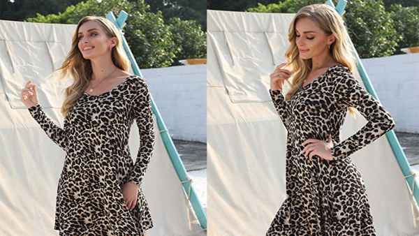 DEARCASE Women's Long Sleeve Casual Loose T-Shirt Dress