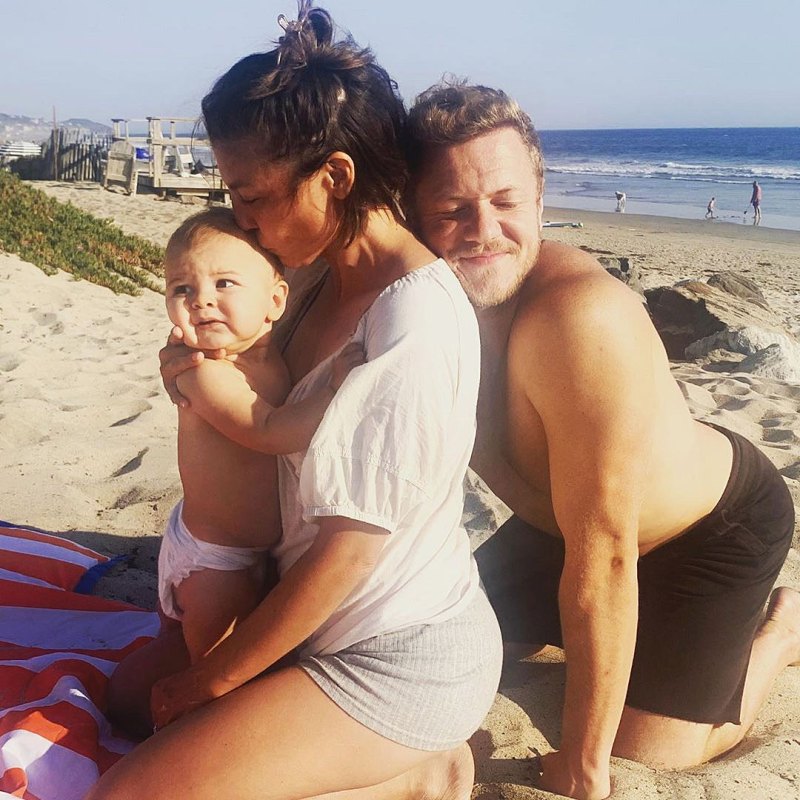 Dan Reynolds and Aja Volkman at the Beach with Daughter Valentine