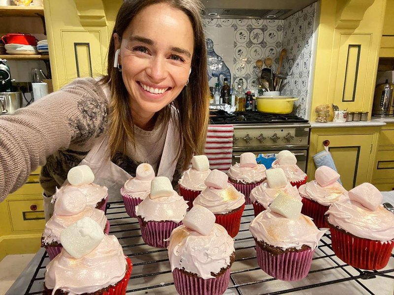 Emilia Clarke Making Cupcakes Stars Staying Busy in the Kitchen Amid the Coronavirus Pandemic