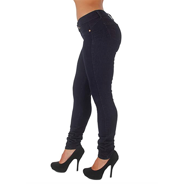 Mid waist Jeans/Jeggings pants Butt lifting Shaping - Dark Blue