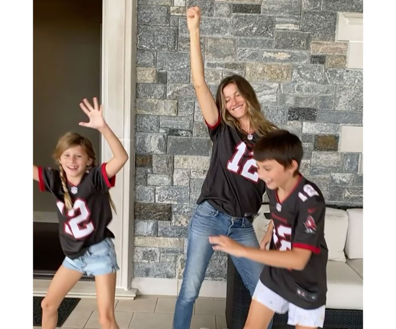 Adorable! Gisele Bundchen and Kids Wear Bucs Jerseys to Support Tom Brady