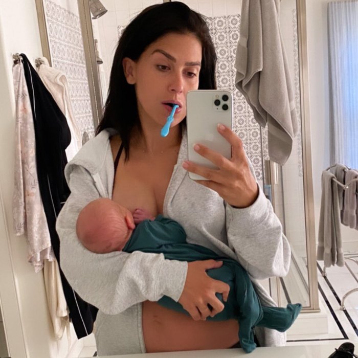 Hilaria Baldwin Shares Photo Multitasking While Breastfeeding Newborn Son