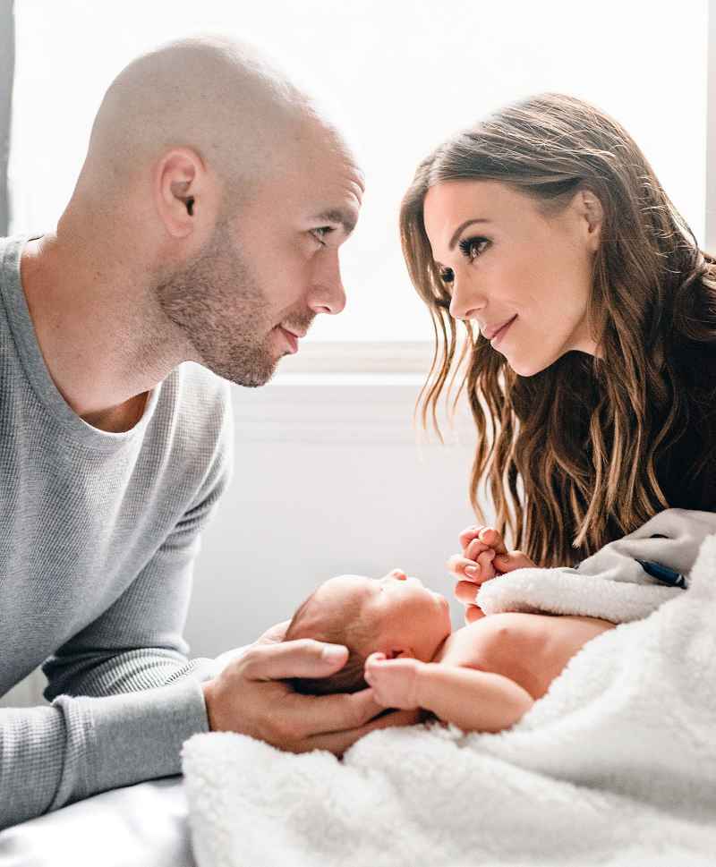 Jana Kramer and Husband Mike Caussin pose with their newborn son Jace Jana Kramer and Mike Caussin Get Honest About Cheating and Regaining Trust and More in New Book