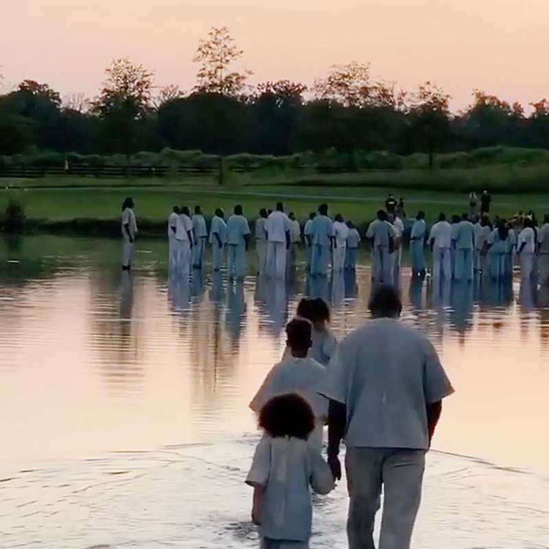 Kanye West Walks on Water With North and Saint During Sunday Service