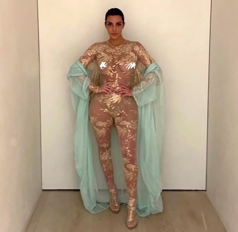 NSFW Warning! Kim Kardashian Shares a Fitting Pic Wearing a Sheer Jumpsuit