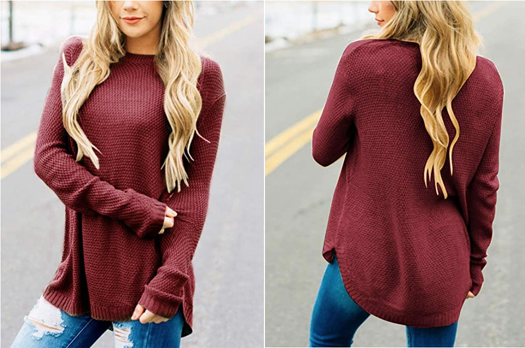 MEROKEETY Women's Long Sleeve Oversized Crew Neck