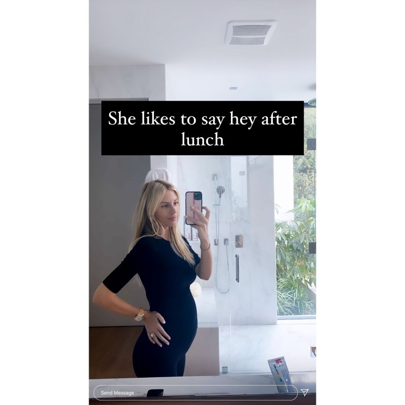 Morgan Stewart Shows Baby Bump Progress After Lunch in Mirror Selfie