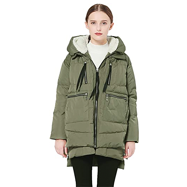 PIXNET Womens Winter Hooded Down Puffer Jacket Coats Thickened Parkas Hip-Length with Faux Fur Trim Hood