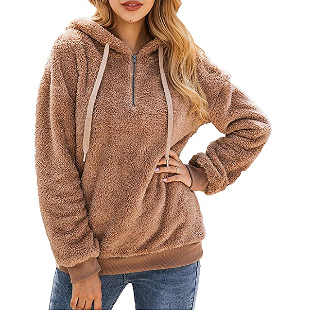 PRETTYGARDEN Women's Long Sleeve Fuzzy Sherpa Fleece Sweatshirt