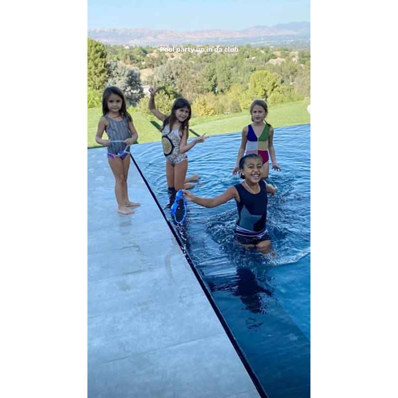 Penelope Disick and North West Playing In A Swimming Pool