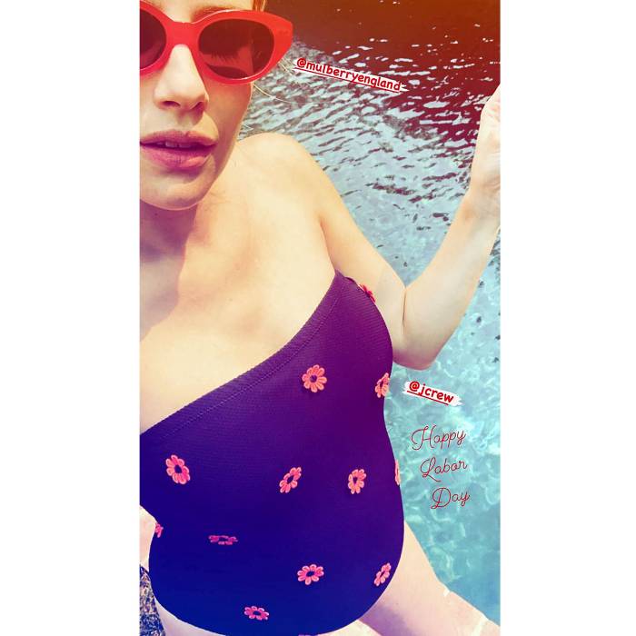 Pregnant Emma Roberts Shows Baby Bump Bathing Suit