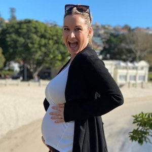 Pregnant Hannah Ferrier Shows Big Baby Bump in Bikini Ahead of 1st Child 1