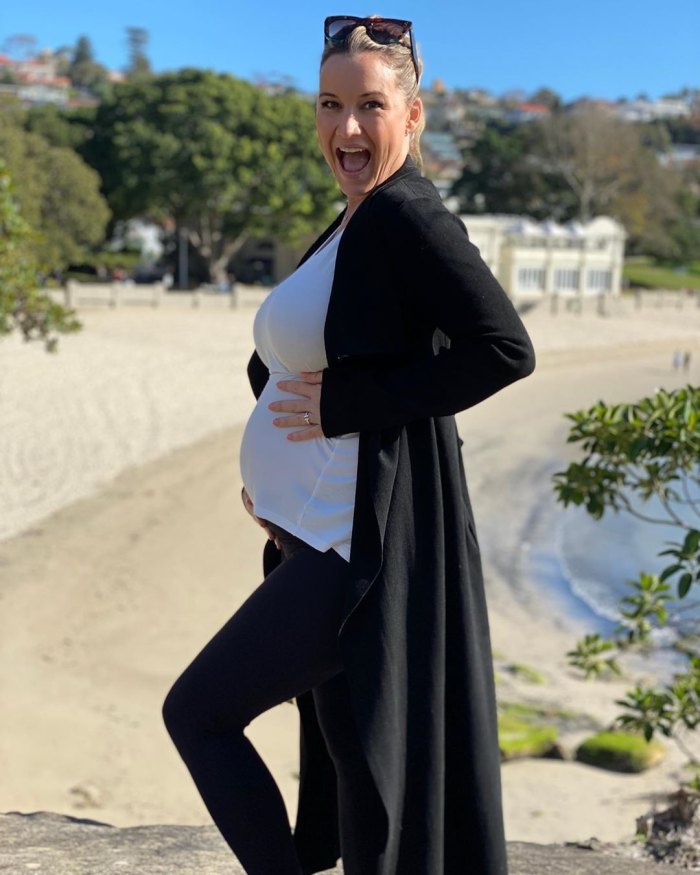 Pregnant Hannah Ferrier Shows Big Baby Bump in Bikini Ahead of 1st Child 1