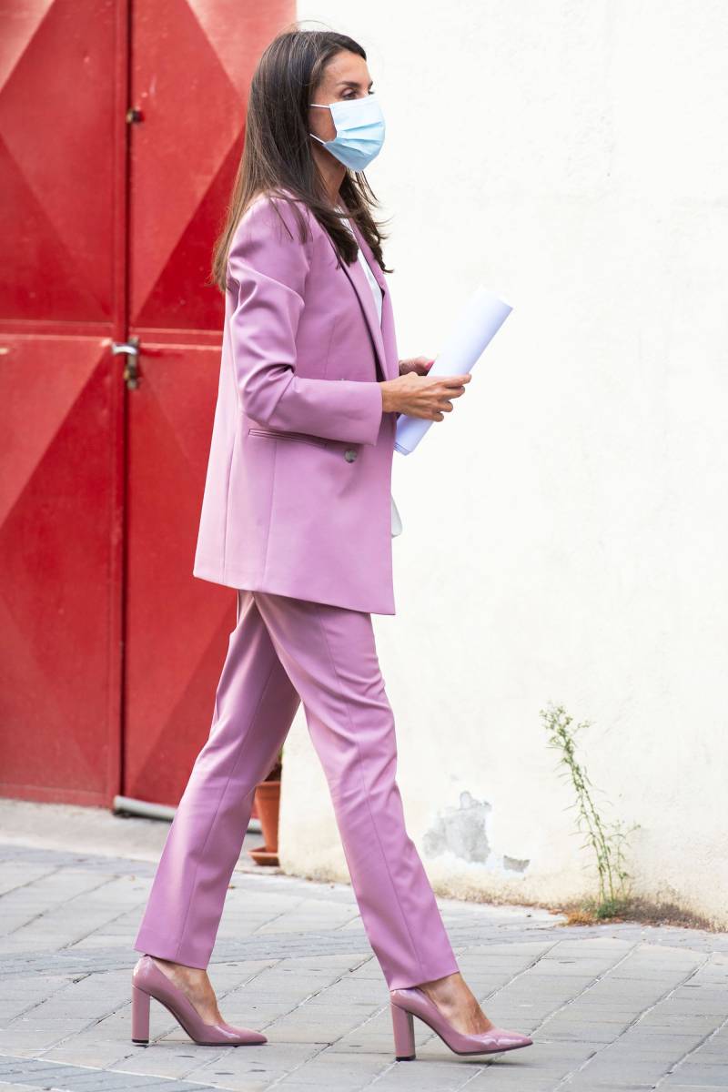 Queen Letizia Looks Like the Chicest Boss in a Pink Pantsuit