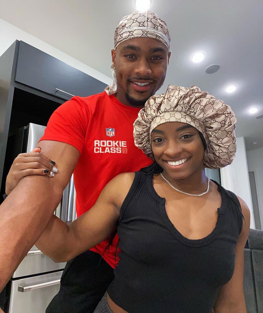 Simone Biles and BF Jonathan Owens Twin in Gucci Headpieces