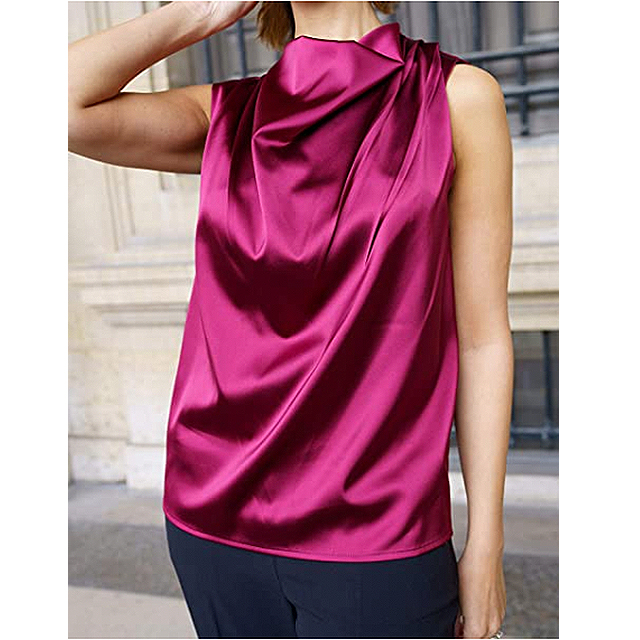 The Drop Women's Burgundy Cowl-Neck Sleeveless Top by @sabthefrenchway