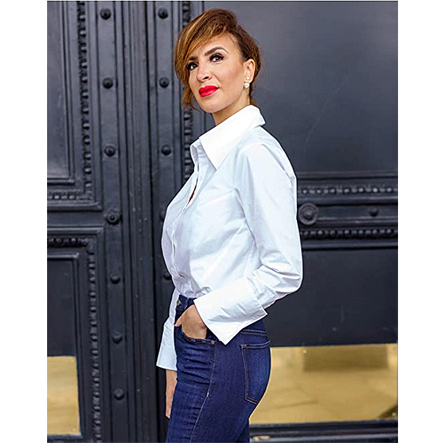 The Drop Women's White Button Down French Cuff Shirt by @sabthefrenchway