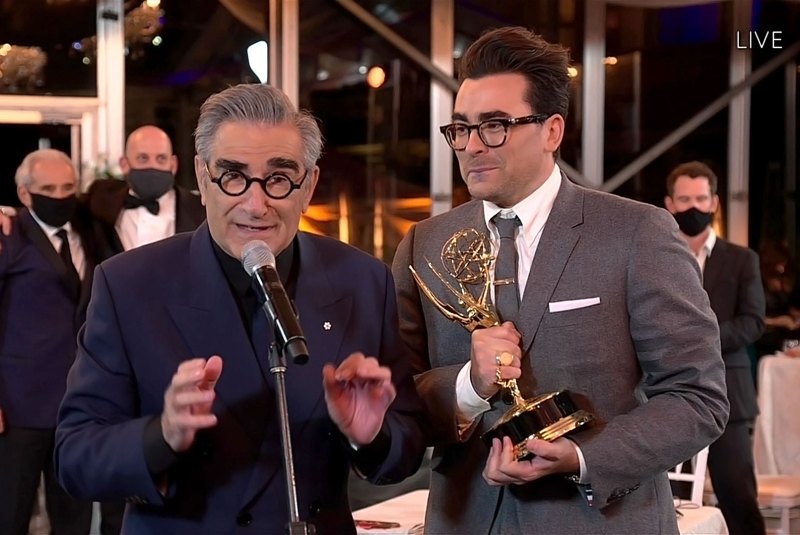 Warmest Regards Schitts Creek Stars Reunite Emmys Win Big Emmys 2020 Eugene Levy Daniel Levy