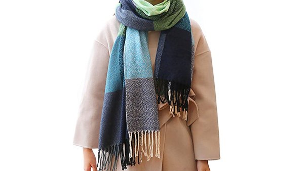 YSense Women's Long Plaid Blanket Chunky Oversized Winter-Fall Warm Scarf