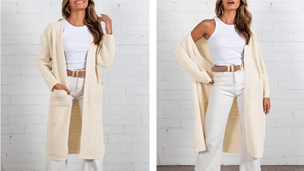 ZESICA Women's Long Sleeve Open Front Waffle Knit Lightweight Long Maxi Cardigan