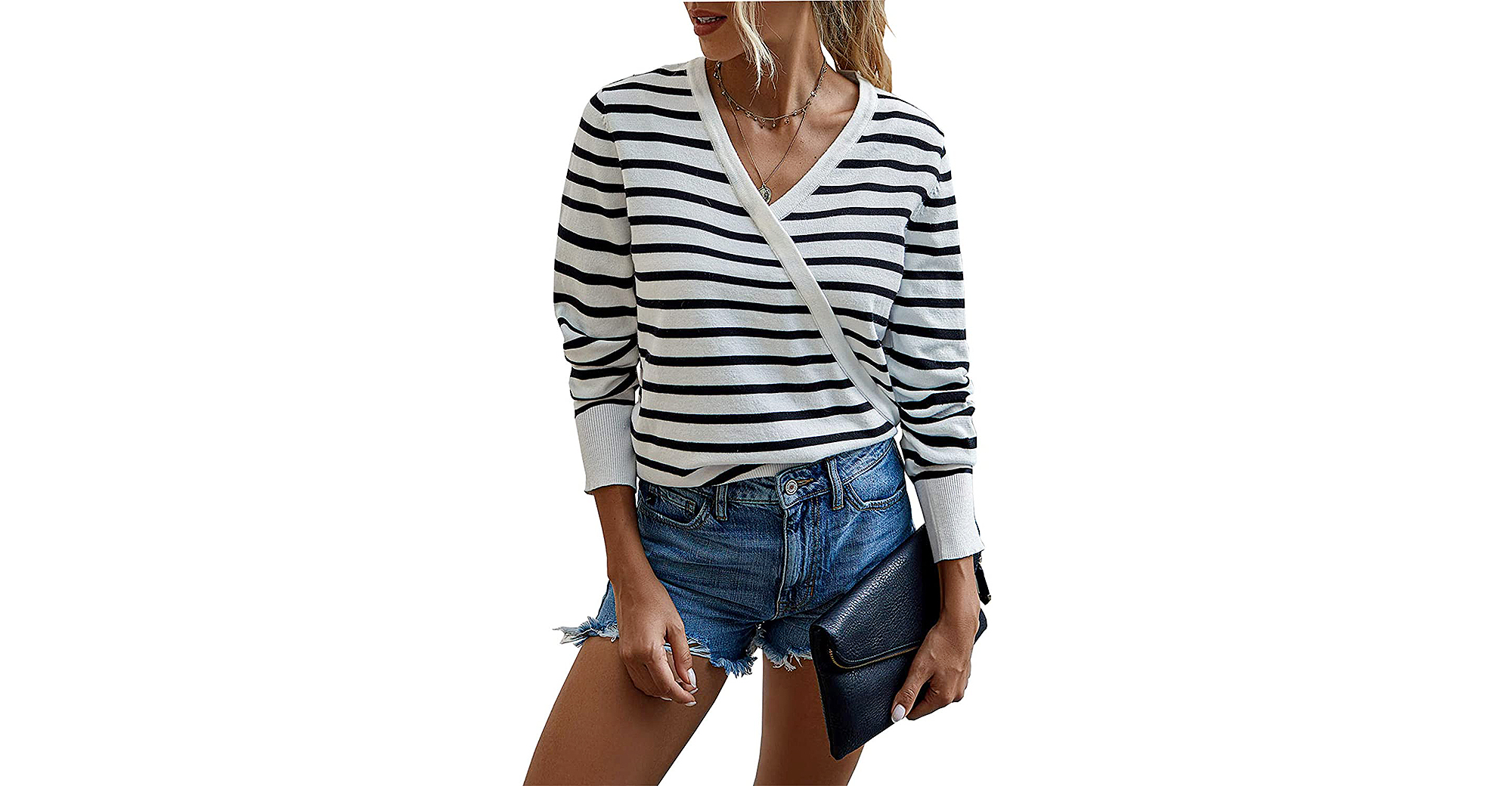 BTFBM Long Sleeve Wrap Front Pullover Top