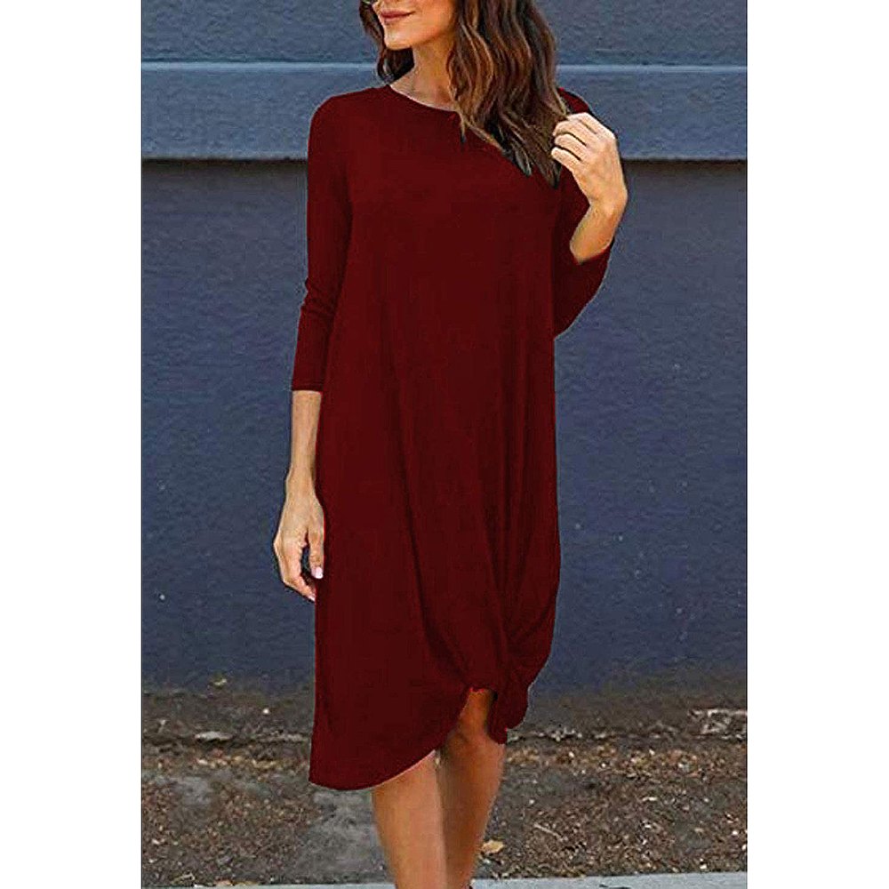 Chvity Long-Sleeve Twist Front Midi Dress