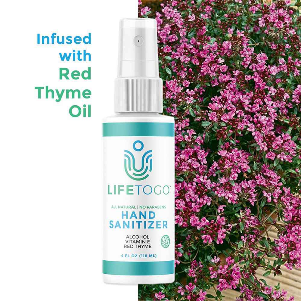 LifeToGo 2oz Spray Hand Sanitizer with Red Thyme Oil