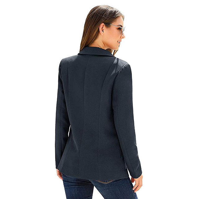 luvamia Women's Casual Long Sleeve Slim Work Office Blazer (Navy Blue)