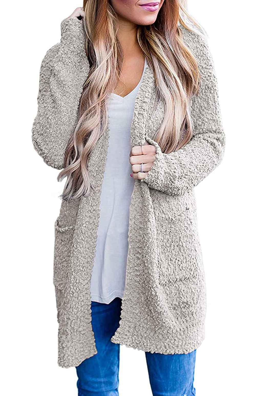 MEROKEETY Long-Sleeve Soft Knit Cardigan