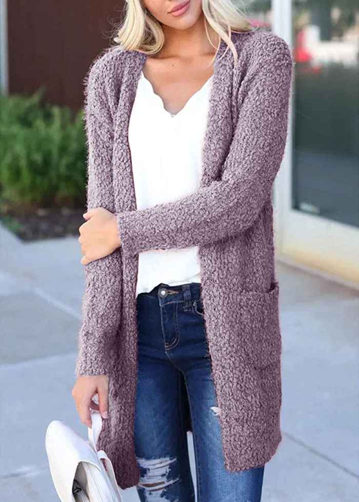 MEROKEETY Long-Sleeve Soft Knit Cardigan