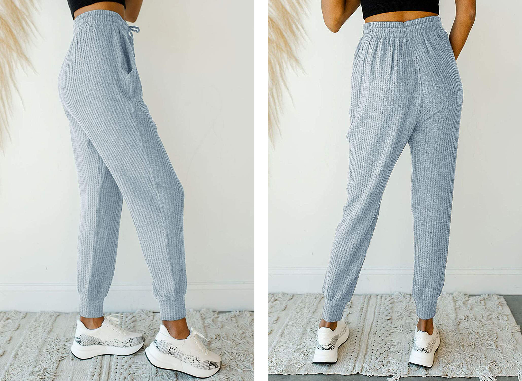 MIROL Drawstring Waffle Knit Joggers