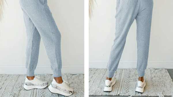MIROL Drawstring Waffle Knit Joggers
