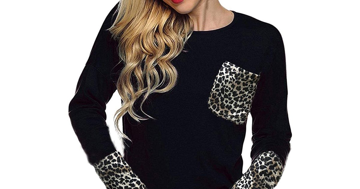 Amazon Patchwork Leopard Top Has Thumbholes and a Pocket | Us Weekly