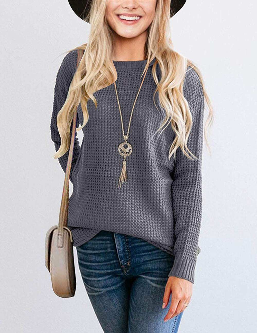 TECREW Waffle Knit Pullover Sweater