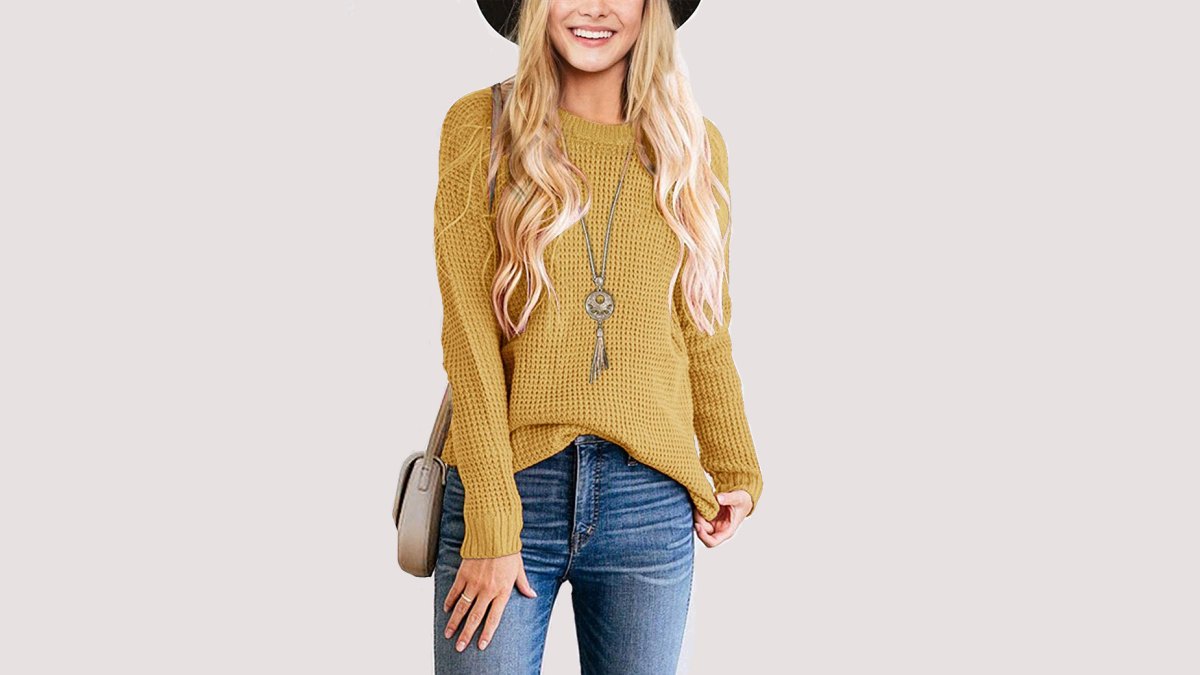 TECREW Waffle Knit Pullover Sweater