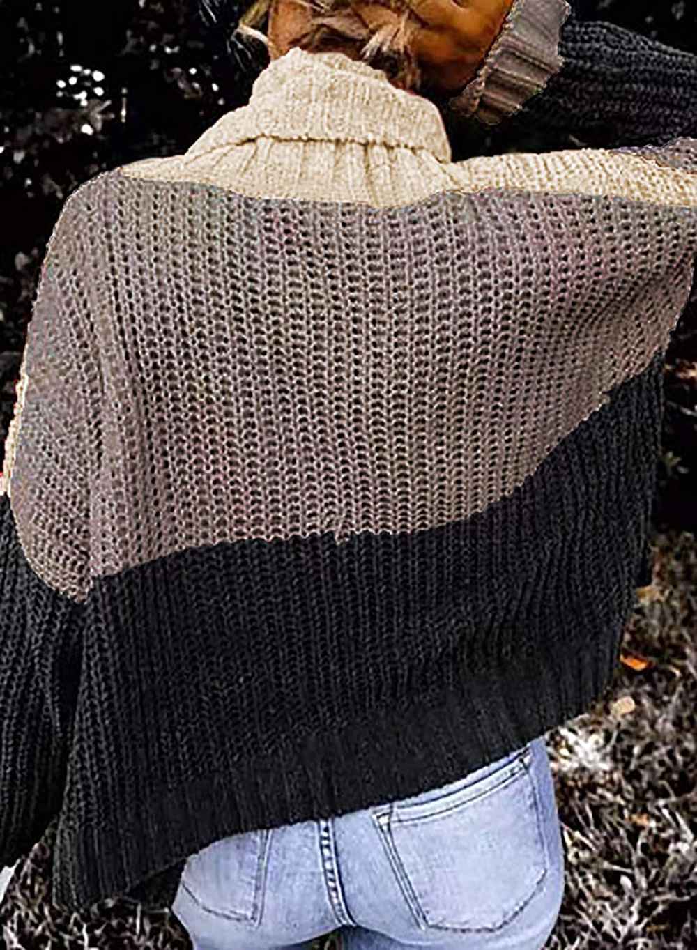 ZKESS Casual Long Sleeve Turtleneck Chunky Knit Pullover Sweater
