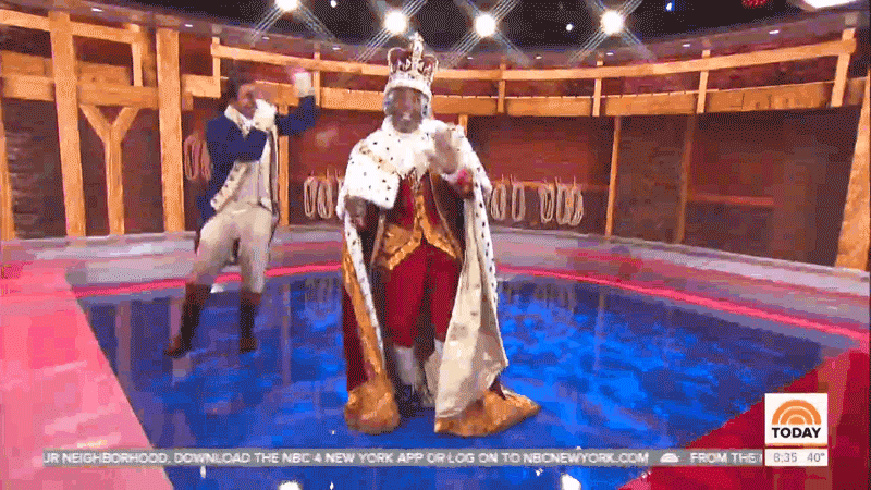 Craig Melvin as Alexander Hamilton and Al Roker as King George From Hamilton Today Show Cohosts Reopen Broadway for a Morning With Theatrical Halloween Costumes
