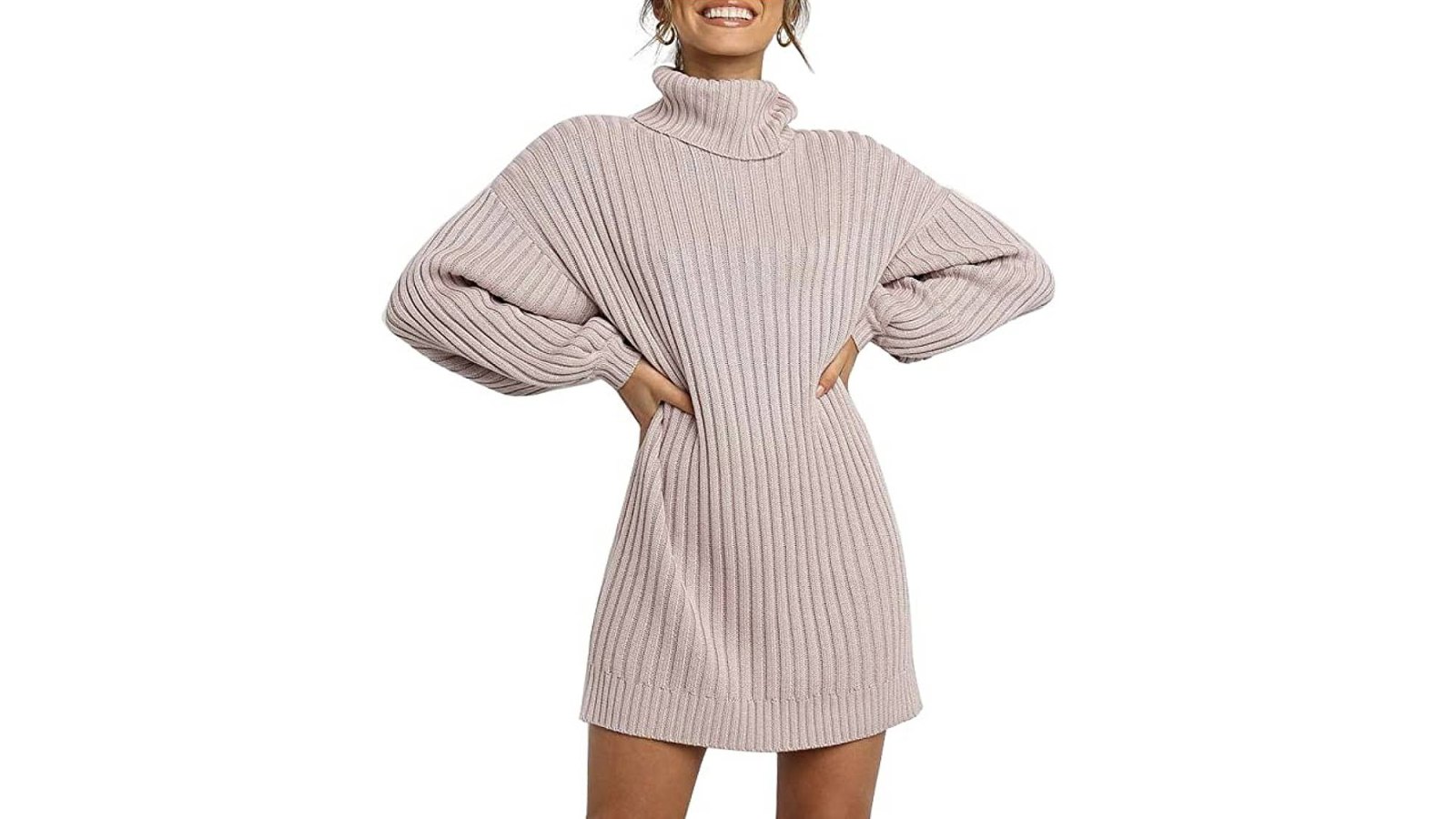 BLENCOT Women's Turtleneck Long Sleeve Chunky Cable Knit Sweater with Pockets