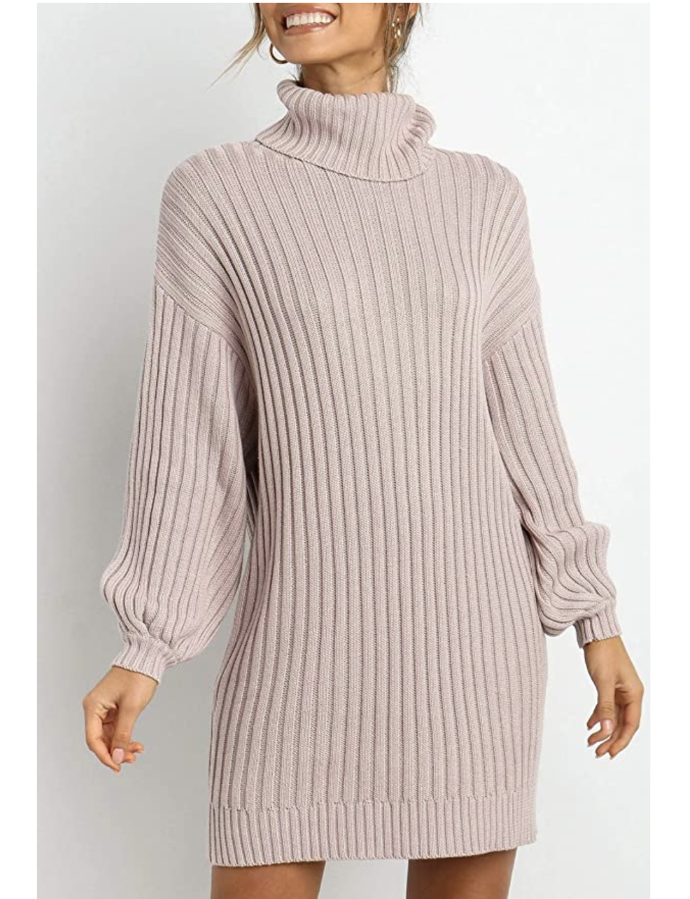 BLENCOT Women's Turtleneck Long Sleeve Chunky Cable Knit Sweater with Pockets