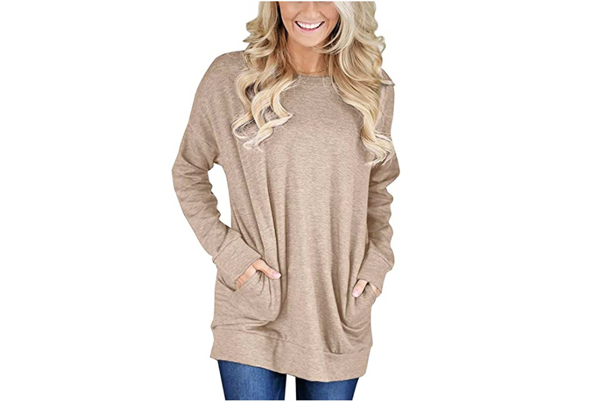 Bingerlily Womens Casual Long Sleeve Tunic Tops Crew Neck Color Block Blouses