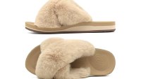 COFACE Women's Fuzzy Slide House Slippers with Arch Support