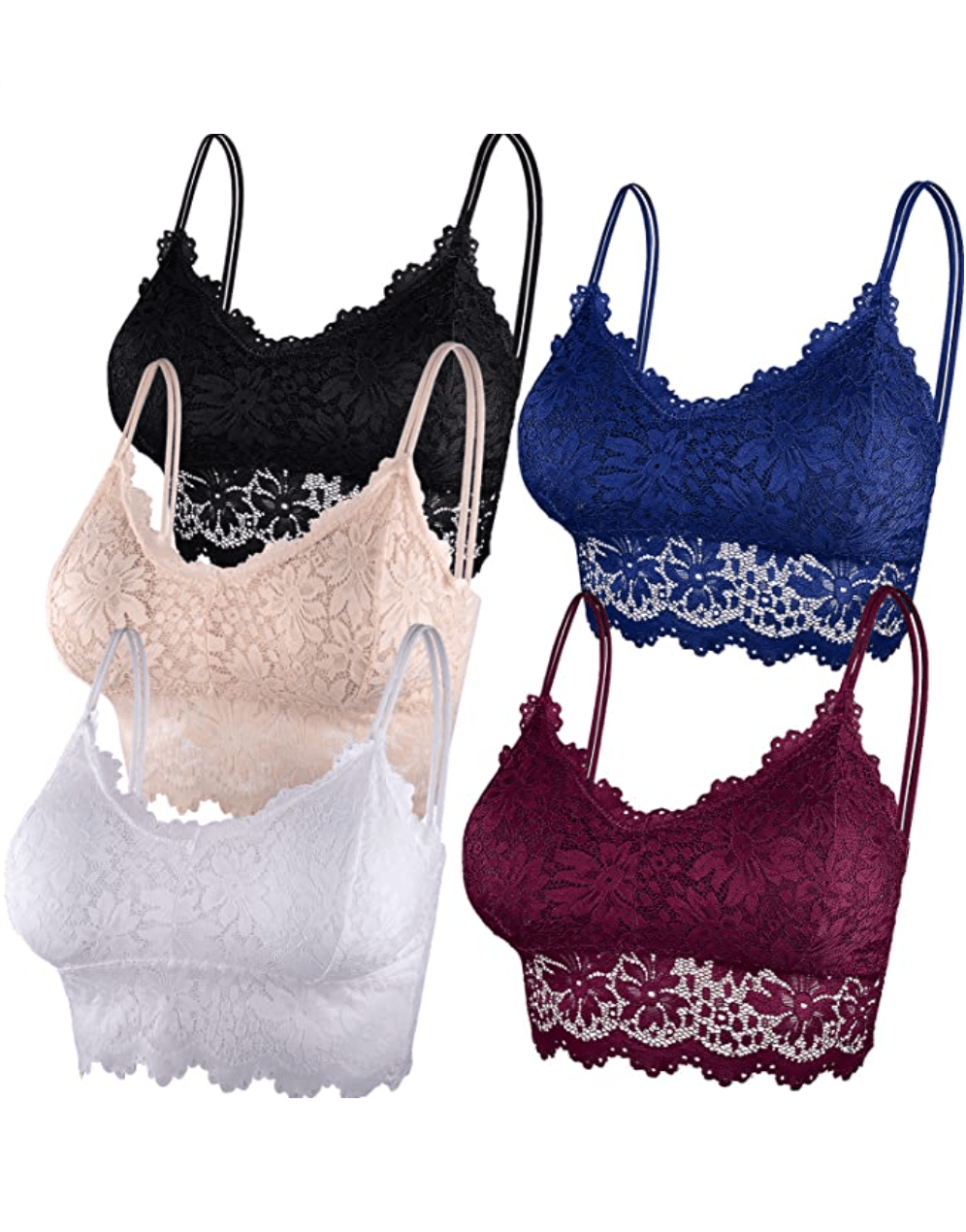 Duufin 5 Pcs Lace Bralettes for Women