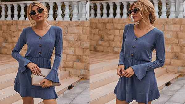FANVOOK Women's 2020 Long Sleeve Button Down Dress