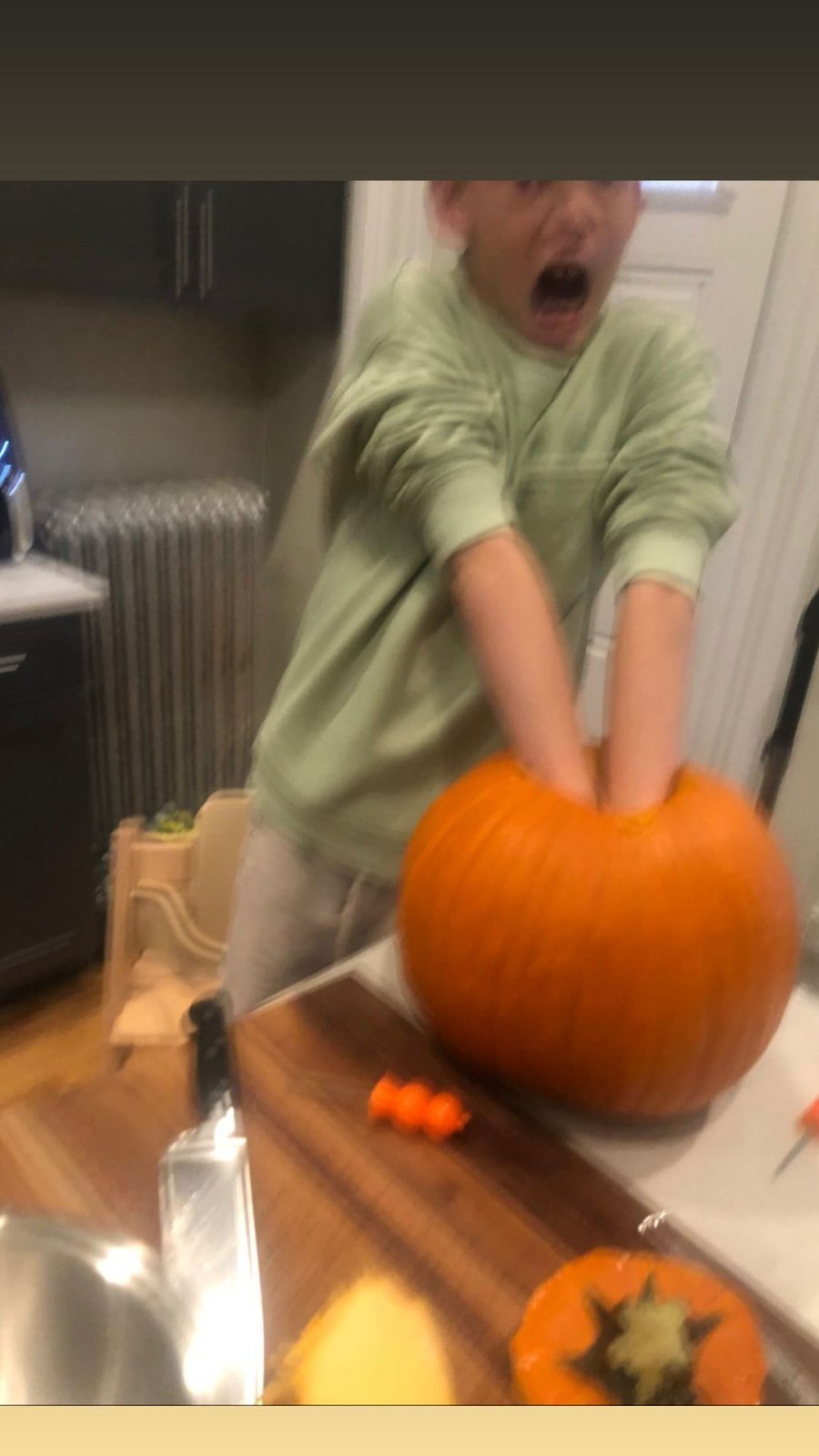 Hilary Duff Celebrity Parents Carving Pumpkins With Their Kids