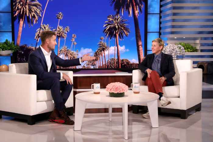 Justin Hartley Painful Arm Injury Cast During Quarantine Ellen DeGeneres Show