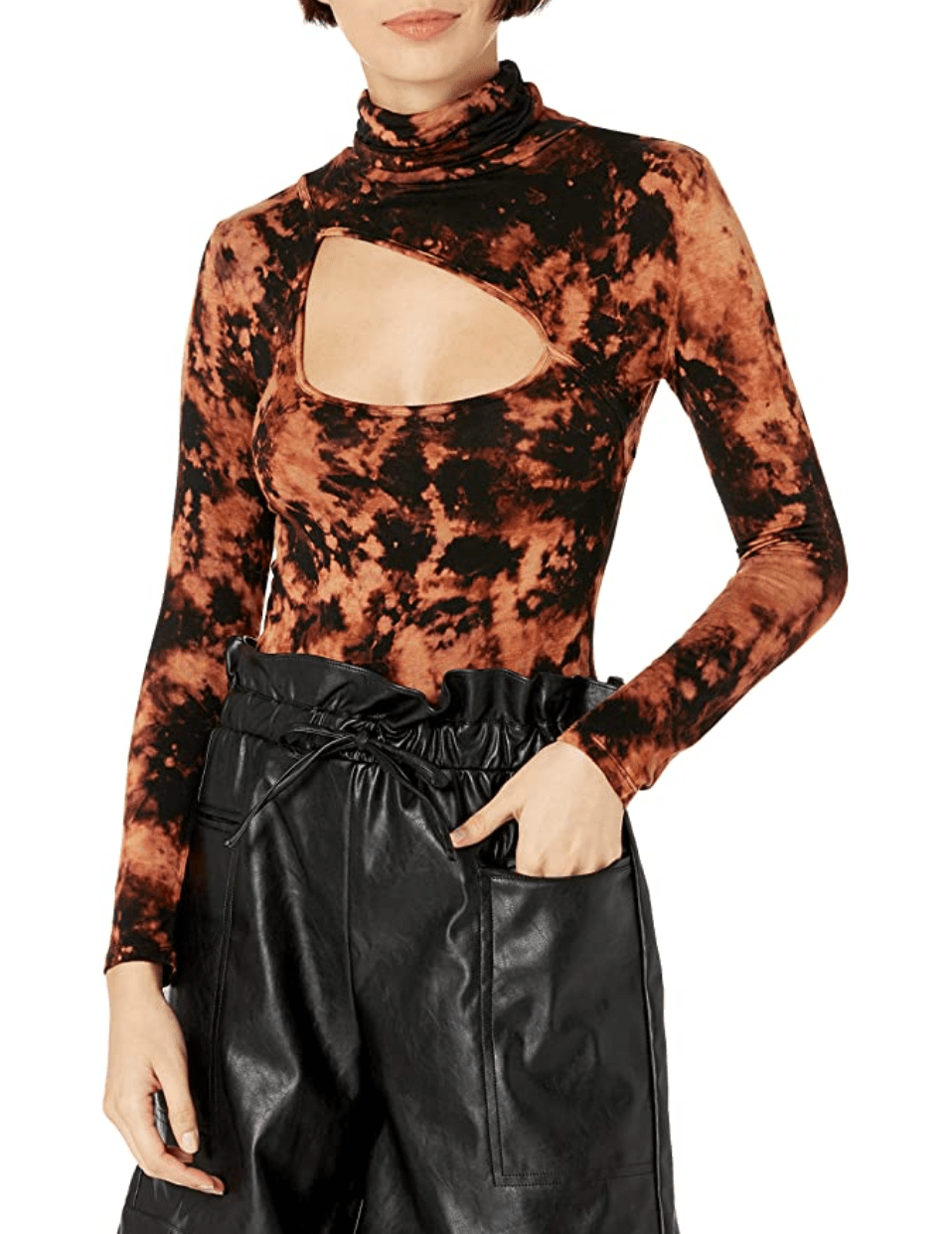 KENDALL + KYLIE Women's Turtleneck Bodysuit With Cut-out