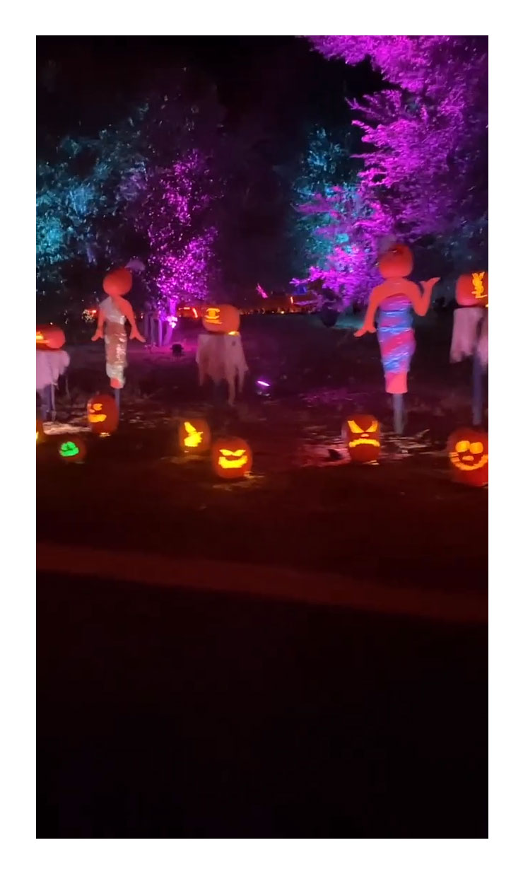 Kim Kardashian Drives Through Creepy Halloween Maze With Kids