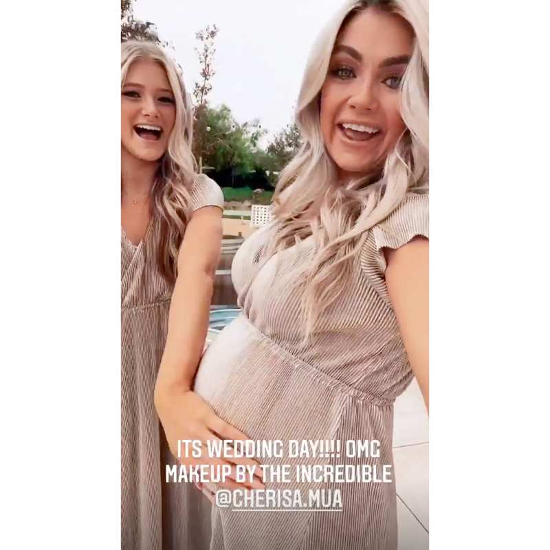 Pregnant Lindsay Arnold all smiles on her sister Brynley October 2020 wedding day