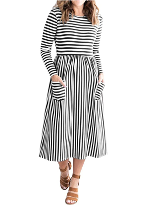 MEROKEETY Midi Dress Is Perfect for the Start of Fall | Us Weekly