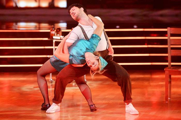 Monica Aldama and Val Chmerkovskiy on Dancing With the Stars Val Chmerkovskiy Jokes About the Silver Lining of Being Eliminated From Dancing With The Stars